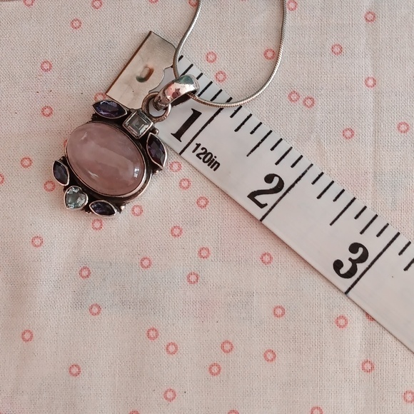 925 Italy Silver Snake Chain Crystal Pendant Necklace - Picture 5 of 12